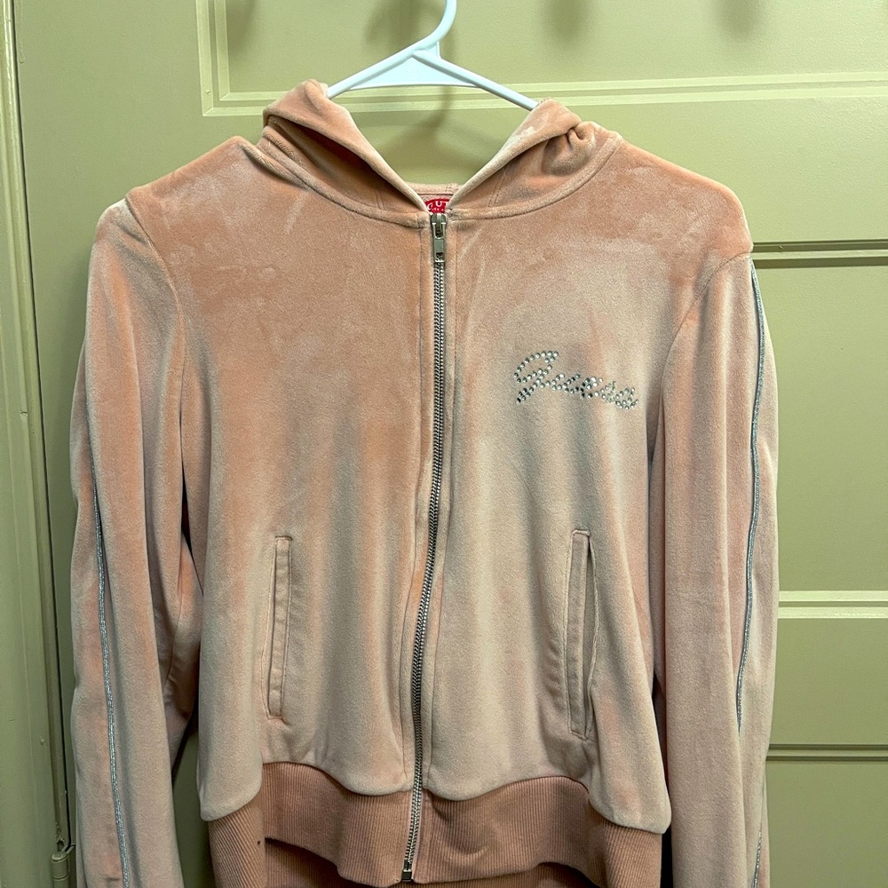 Guess velvet hooded zip up jacket